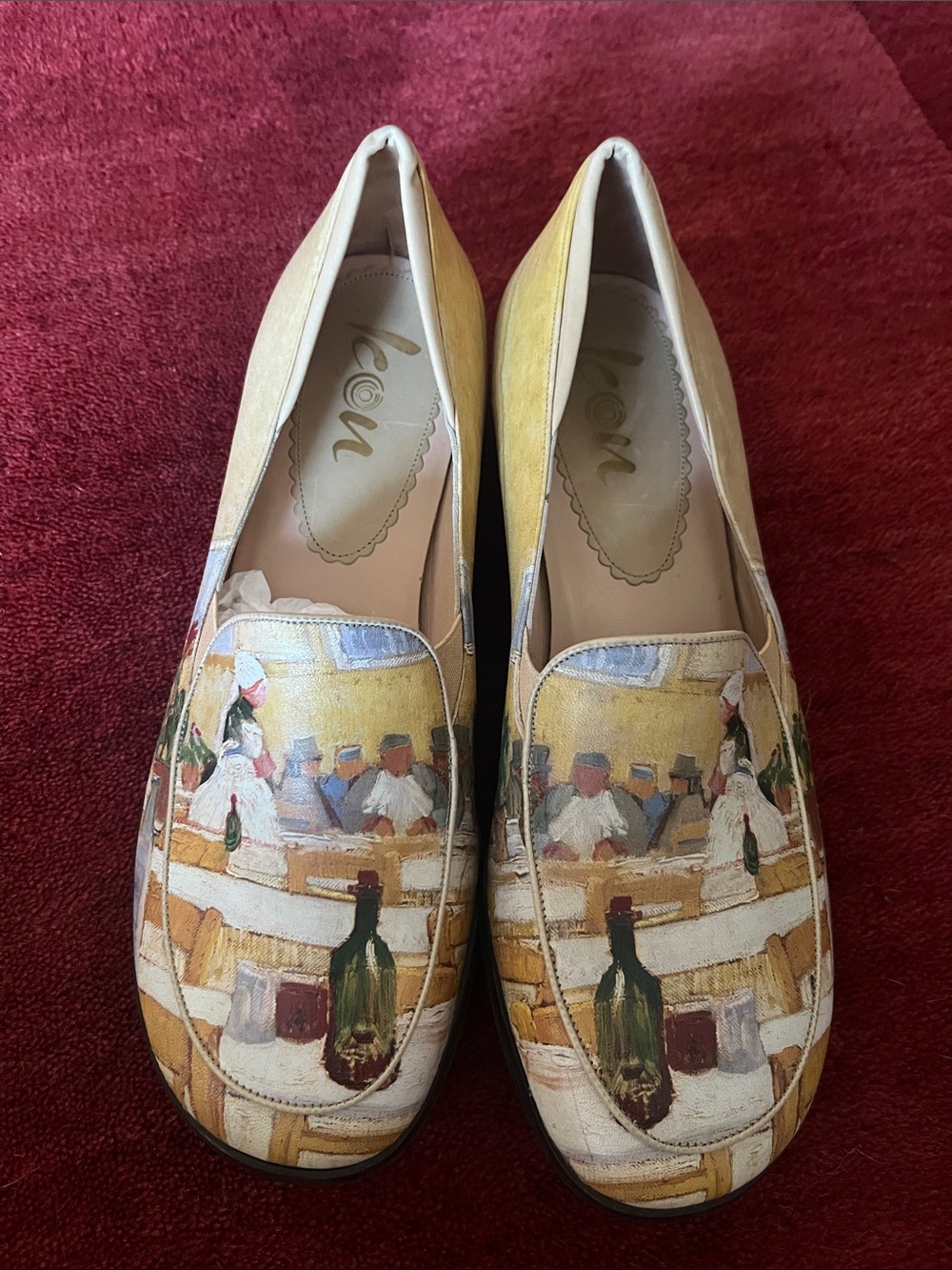 Icon Vintage Gold Artistic Print Slip-On Loafers for Women